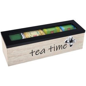 "TEA TIME" מארז עץ לתה 4 תאים